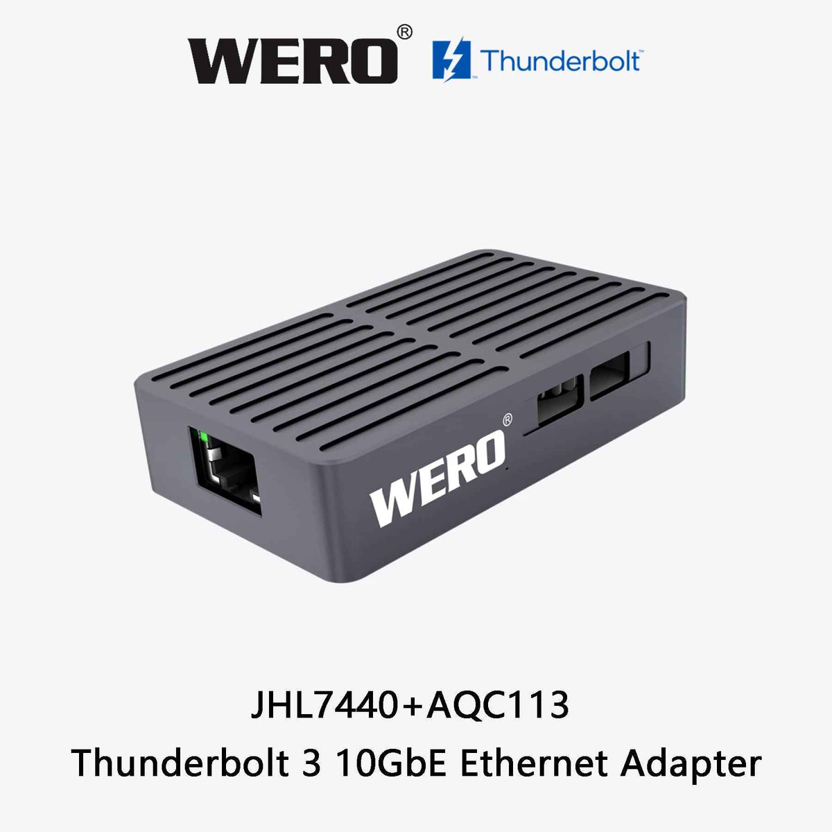 WERO Thunderbolt 3 to 10GbE Ethernet Adapter – 10G RJ45 Network Adapter for Mac & PC, Thunderbolt 4/5 Compatible, Bus-Powered