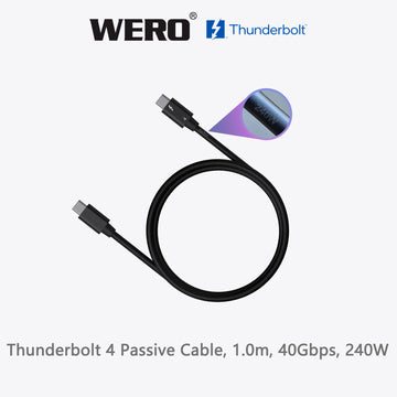 Câble passif Thunderbolt 4 certifié Intel WERO Elite – Cordon Type-C pleine fonction 40 Gbit/s 240 W EPR