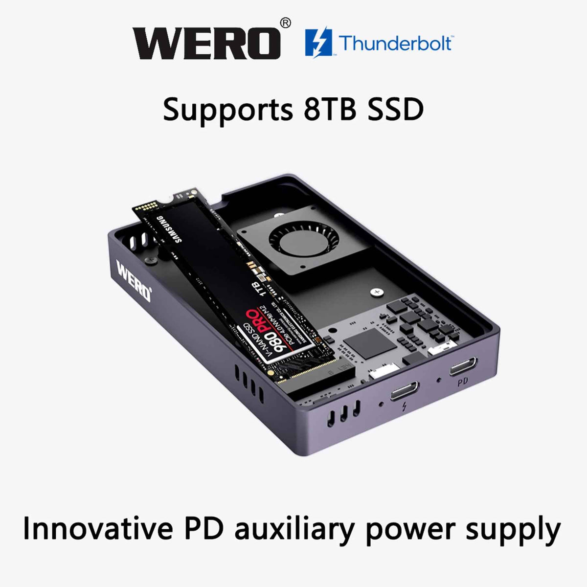 Aowell Thunderbolt 3 Magnetic Dual-Mode SSD Enclosure – 40Gbps, NVMe, USB-C Compatible