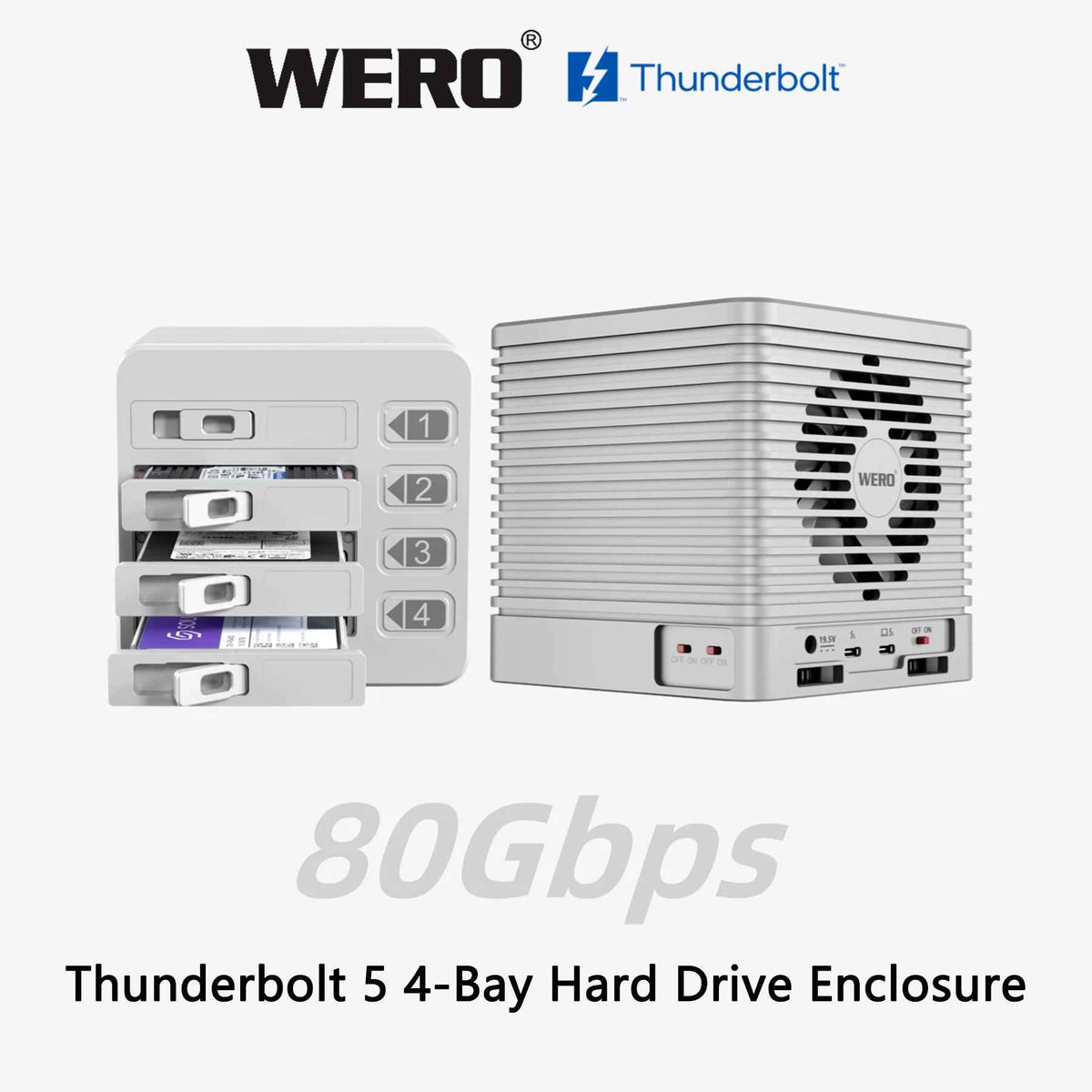 WERO Thunderbolt 5 4-Bay U.2 SSD Enclosure | 80Gbps External NVMe Storage (CUBE Series)