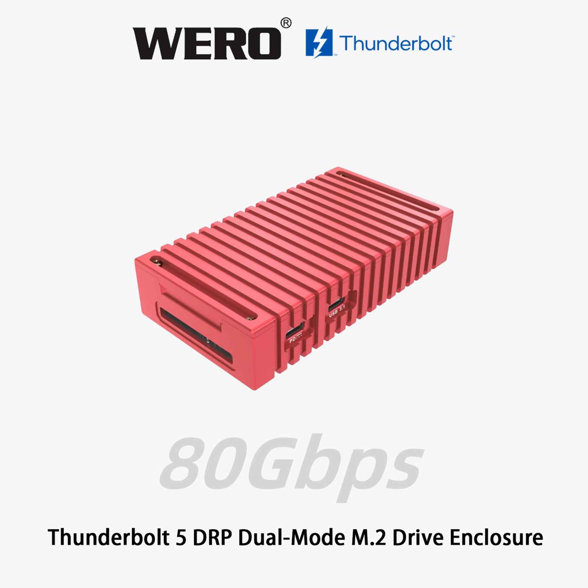 WERO Thunderbolt 5 DRP Dual-Mode M.2 SSD Enclosure | 80Gbps, PCIe 5.0, Bus-Powered, for Mac & Windows
