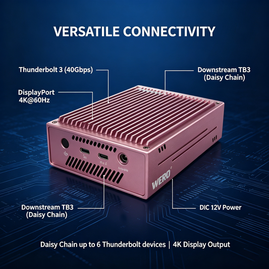 Boîtier Aowell Thunderbolt 3 pour 4 disques SSD M.2 NVMe – 40 Gbit/s, jusqu'à 2800 Mo/s, RAID
