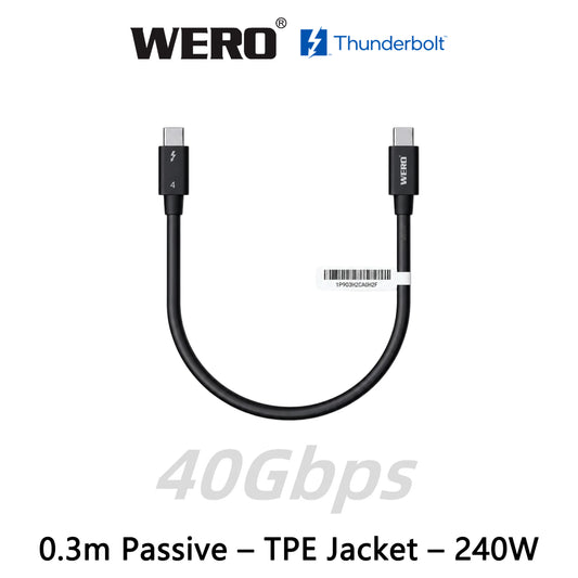 Câble passif Thunderbolt 4 certifié Intel WERO Elite – Cordon Type-C pleine fonction 40 Gbit/s 240 W EPR