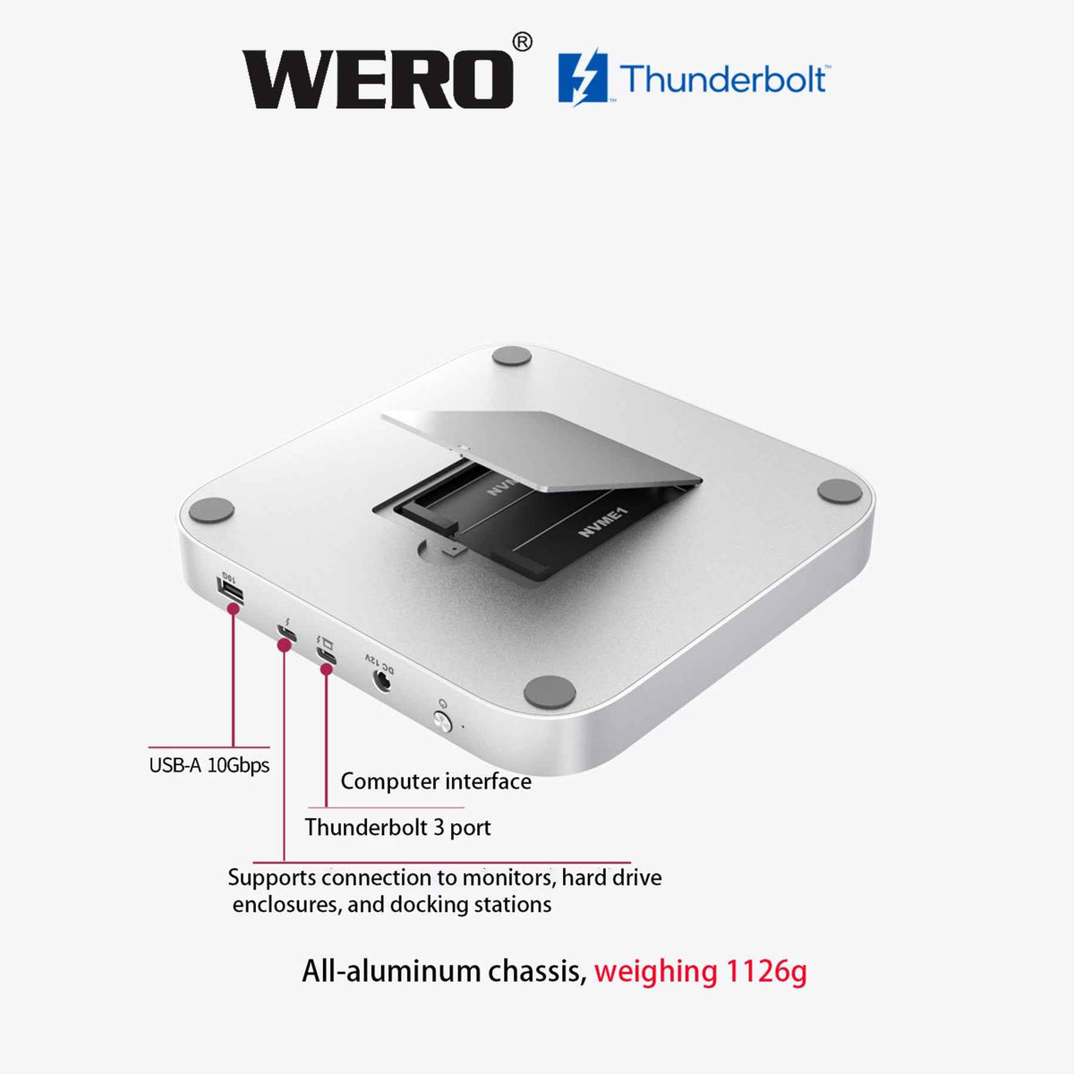 WERO Thunderbolt 3 Dock for Mac Mini &amp; Mac Studio | Dual NVMe SSD Expansion Hub